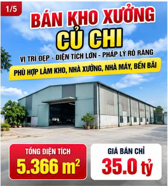 Kho xưởng Đường 87 Tân Phú Trung Củ Chi 5366m2 giá 35 Tỷ cần bán gấp! 16014818