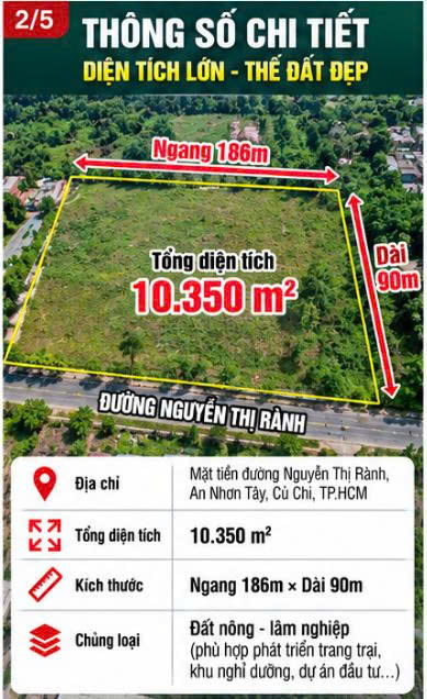GẤP- Đất Công Nghiệp MT Nguyễn Thị Rành, An Nhơn Tây, Củ Chi 10.350m2 chỉ 25 tỷ 16014829