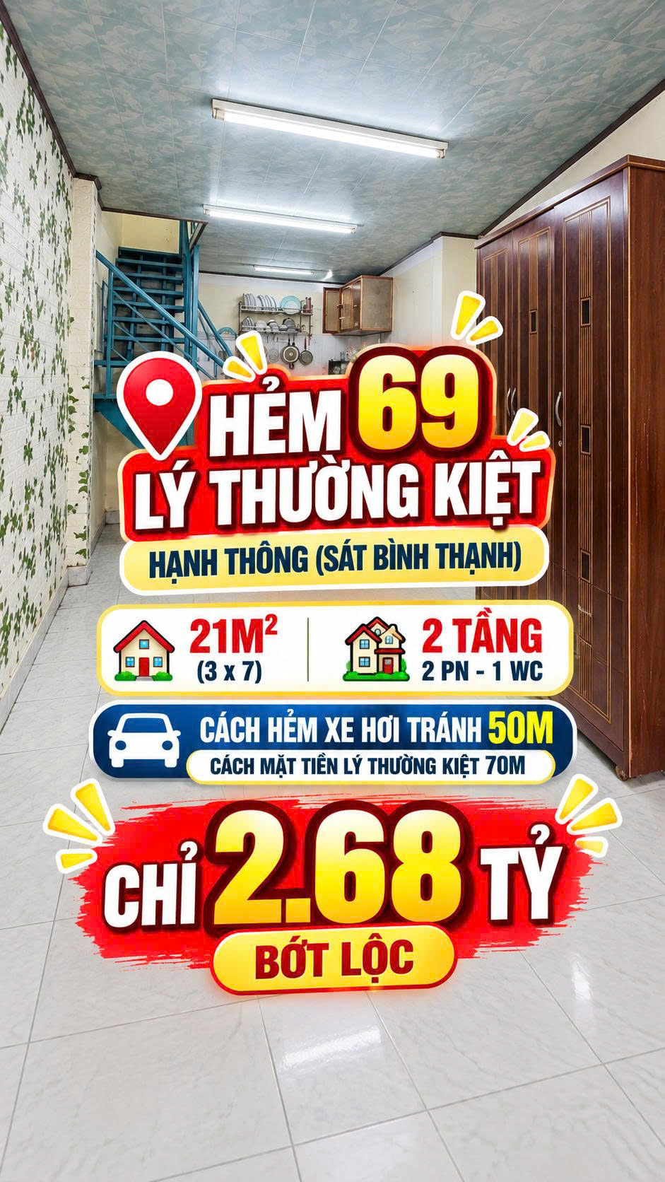 Bán nhà 2 tầng hẻm Lý Thường Kiệt P4 Gò Vấp nở hậu đẹp giá 2.68tỷ 16014925