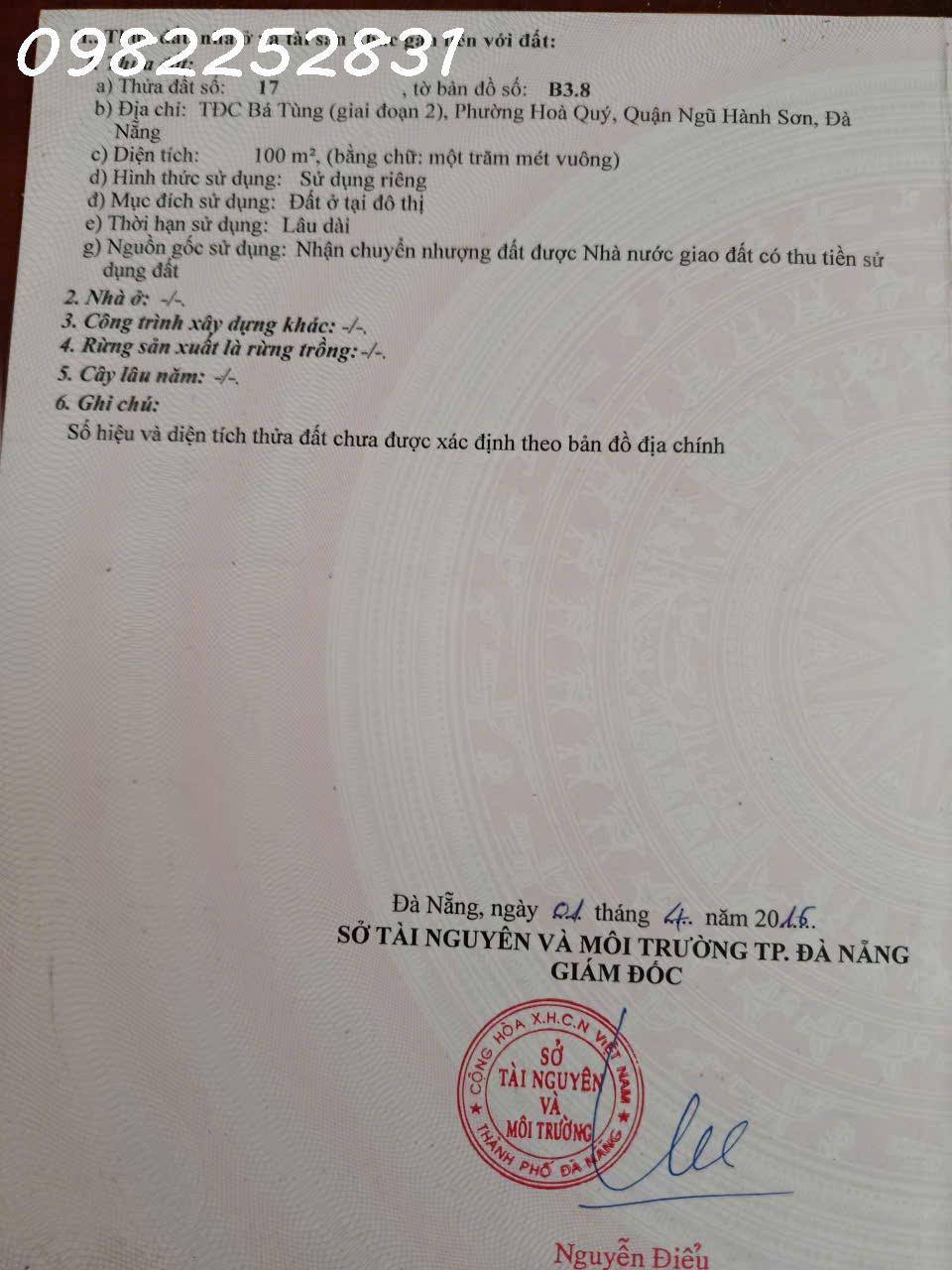 CHÍNH CHỦ CẦN BÁN ĐẤT GẤP – HẺM Ô TÔ 6M – NGŨ HÀNH SƠN 16015011