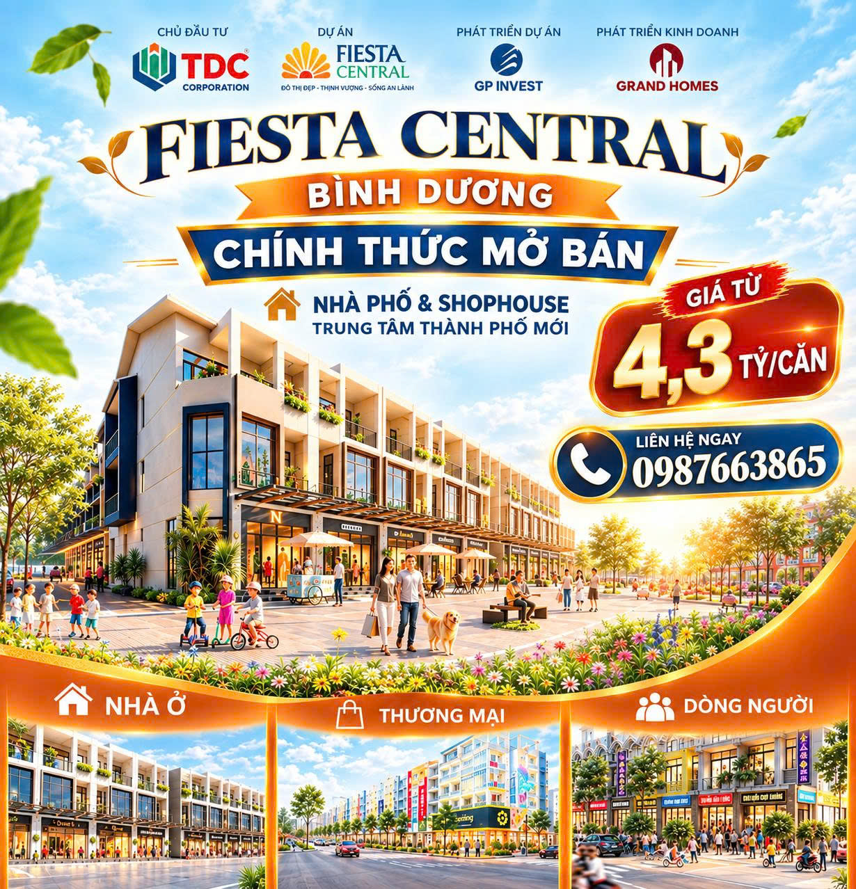 FIESTA CENTRAL BÌNH DƯƠNG 0987663865 – CĐT BECAMEX CHÍNH THỨC MỞ BÁN SHOPHOUSE 2 MẶT TIỀN TRUNG TÂM 16015109