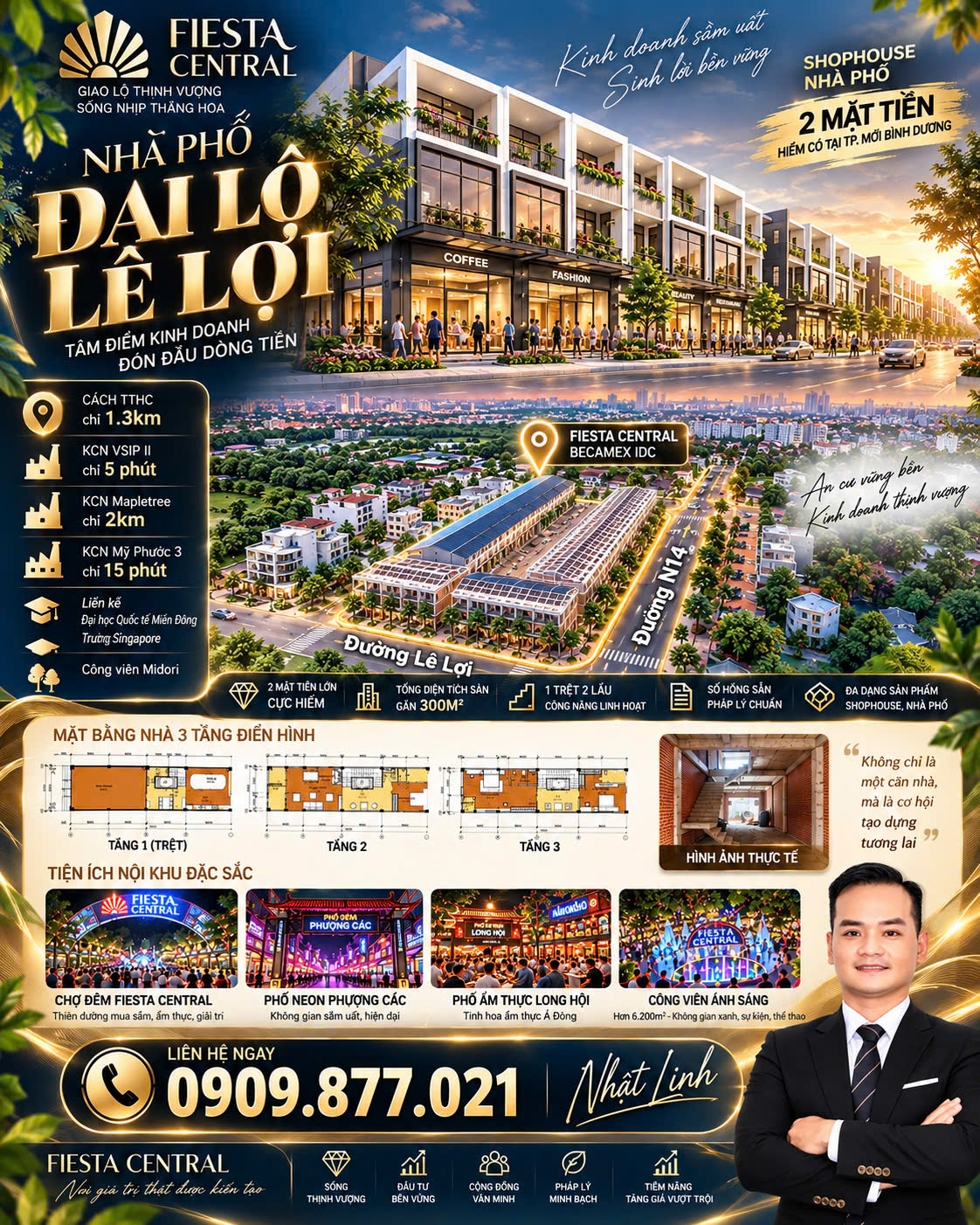 Nhà Phố Thương Mại Fiesta Central Bình Dương - Gần KCN Vissip 2 - Khai Thác Thuê Giá Trị Cao - Vốn 16015308
