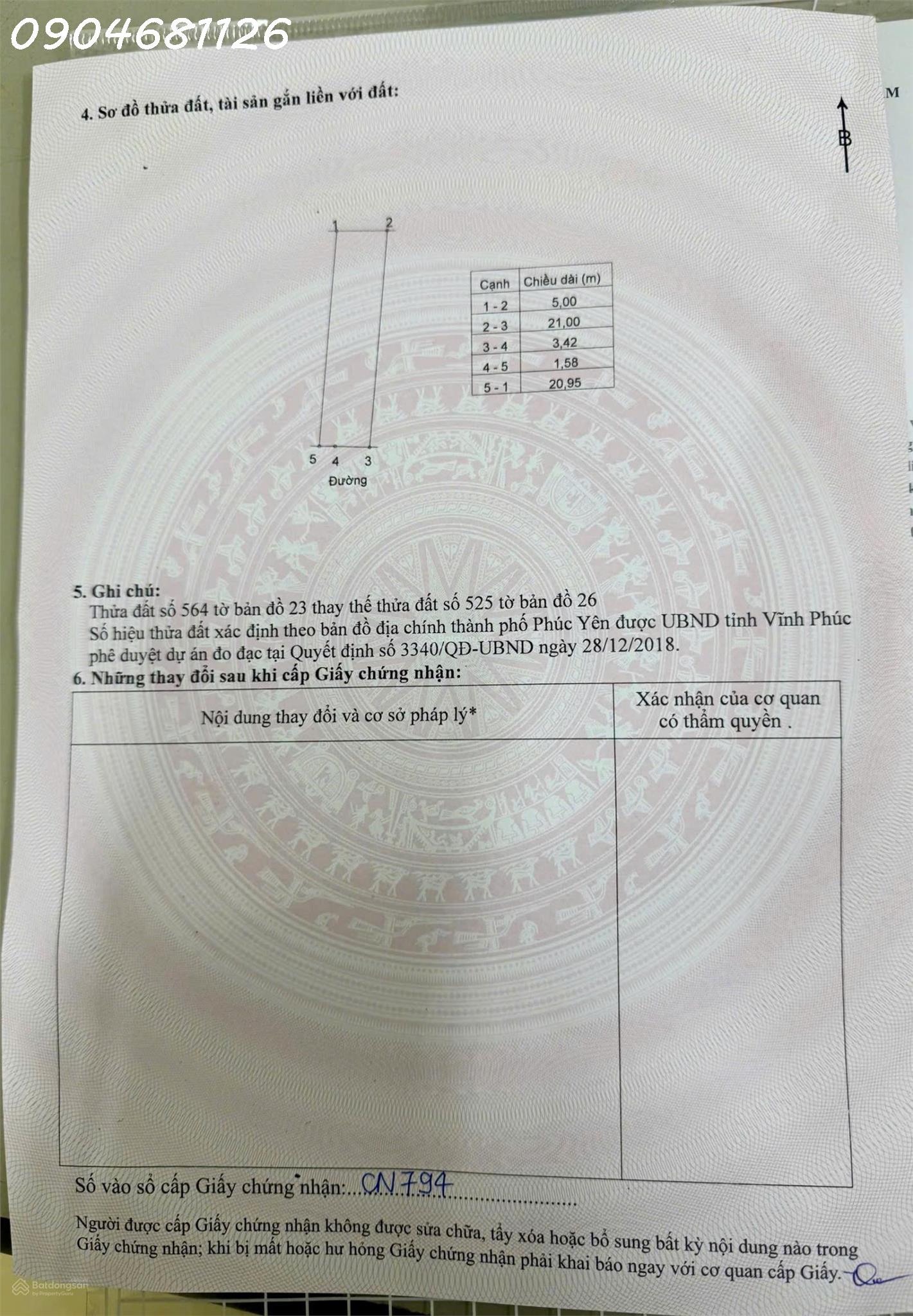 Bán đất phường Xuân Hòa, gần hồ Đại Lải, diện tích 104,8m2, giá 2 tỷ 16015336