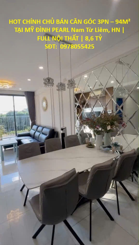 HOT CHÍNH CHỦ BÁN CĂN GÓC 3PN – 94M² TẠI MỸ ĐÌNH PEARL Nam Từ Liêm, HN  FULL NỘI THẤT  8,6 TỶ 16016160