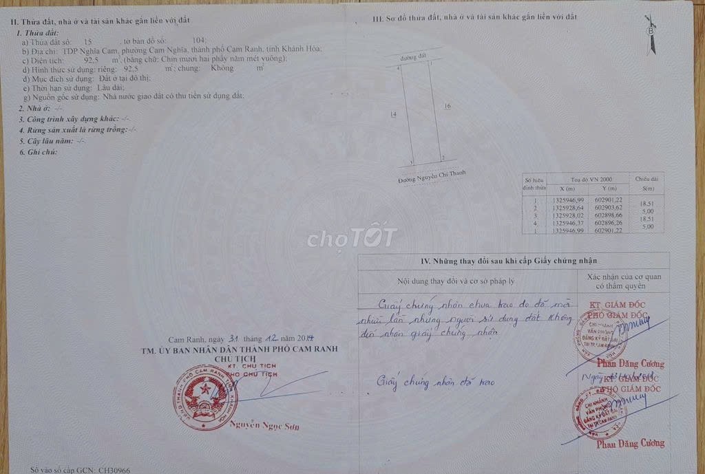 NHÀ CHÍNH CHỦ - GIÁ TỐT Số 90 Nguyễn Chí Thanh, Phường Cam Nghĩa, TP Cam Ranh, Khánh Hòa 16016270