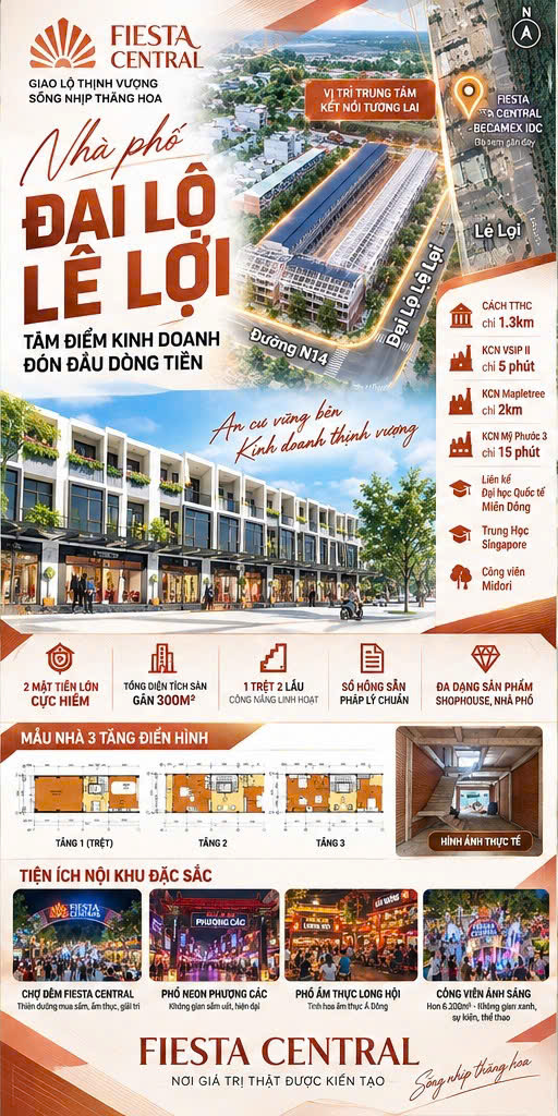Nhà Phố Fiesta Central Thủ Dầu Một Bình Dương - MT Đại Lộ Lê Lợi - Giá Đầu Tư - Trả Trước 30% Nhận 16016288