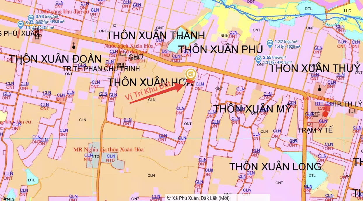 Bán lô đất thổ vườn làm nhà vườn nghĩ dưỡng xã Xuân Phú giá 2,04 Tỷ 16016359