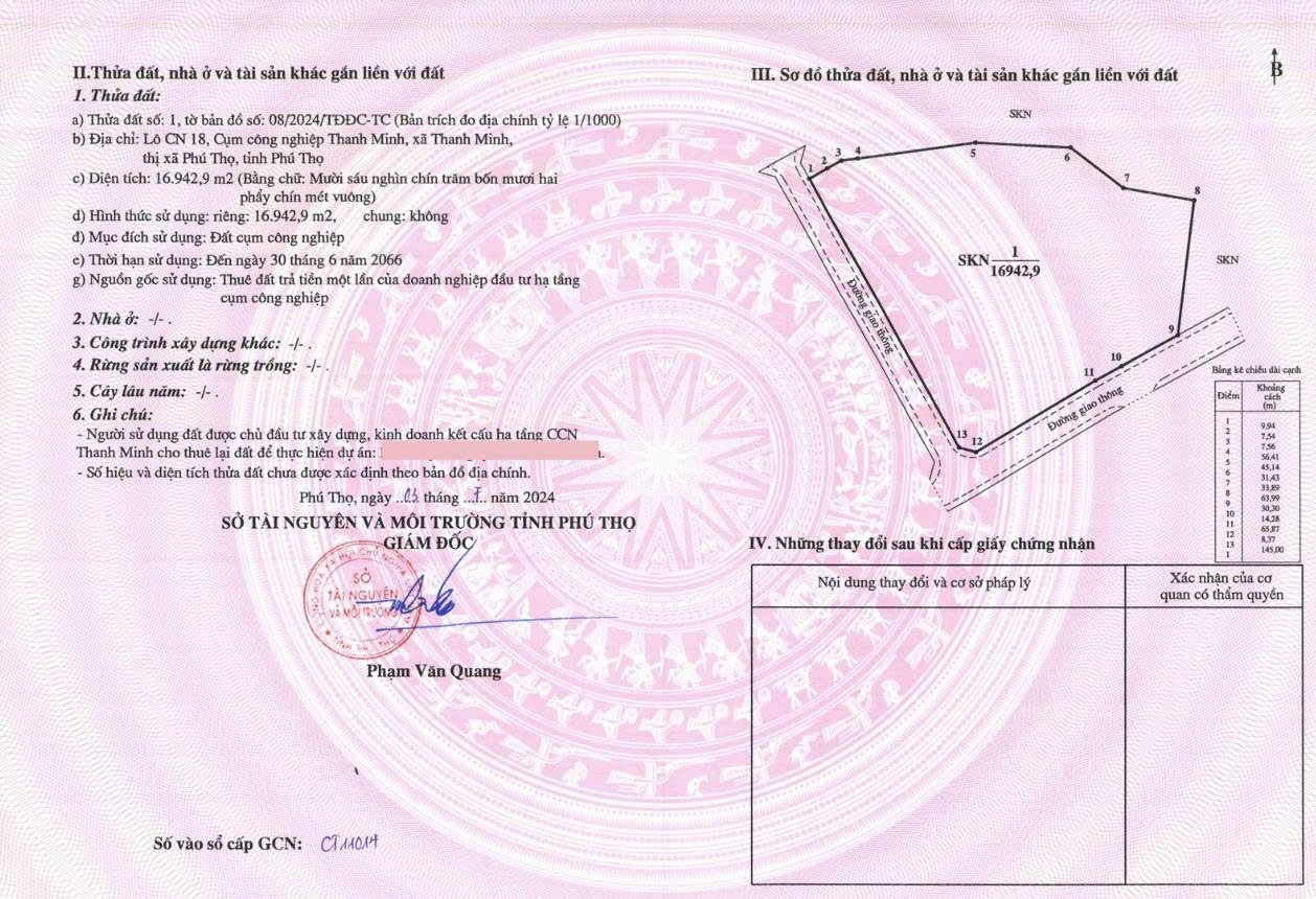 Bán Đất công nghiệp CCN Thanh Minh Phú Thọ - chính chủ bán 16016369