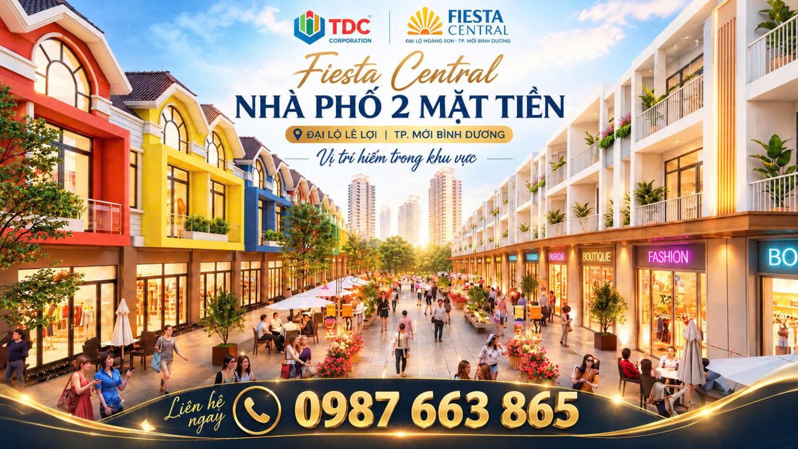 FIESTA CENTRAL BÌNH DƯƠNG  – NHÀ PHỐ 2 MẶT TIỀN, CHỈ TỪ 4 TỶ/CĂN CỬA CHỦ ĐẦU TƯ  BECAMEX - TDC 16016612