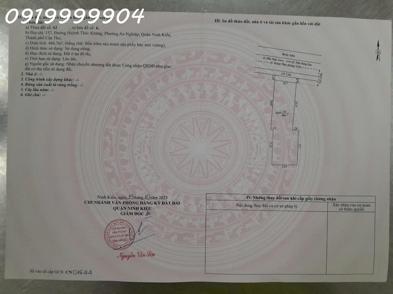 Bán nhà riêng tại Huỳnh Thúc Kháng, Ninh Kiều, DT 466.7m2, giá 25 tỷ, nhiều tiện ích 16016973