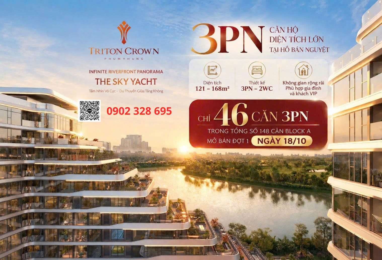 CĂN HỘ 3PN HỒ BÁN NGUYỆT - 121M2 - 168M2 16017627