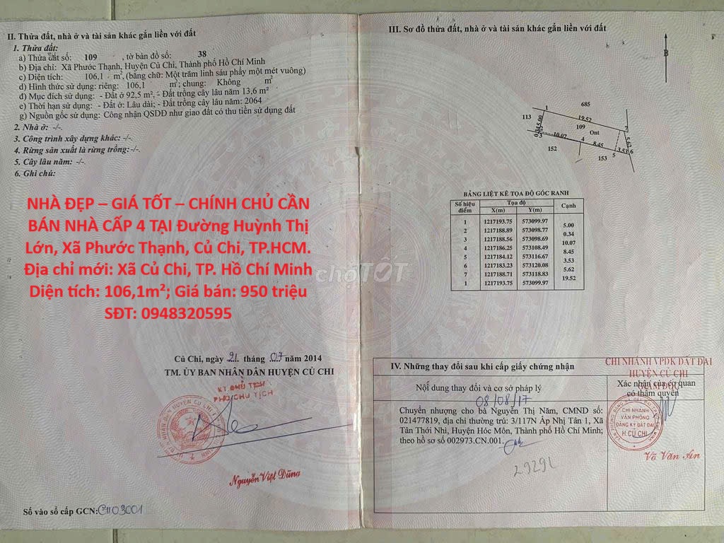 NHÀ ĐẸP – GIÁ TỐT – CHÍNH CHỦ CẦN BÁN NHÀ CẤP 4 TẠI Đường Huỳnh Thị Lớn, Xã Phước Thạnh, Củ Chi, 16017869