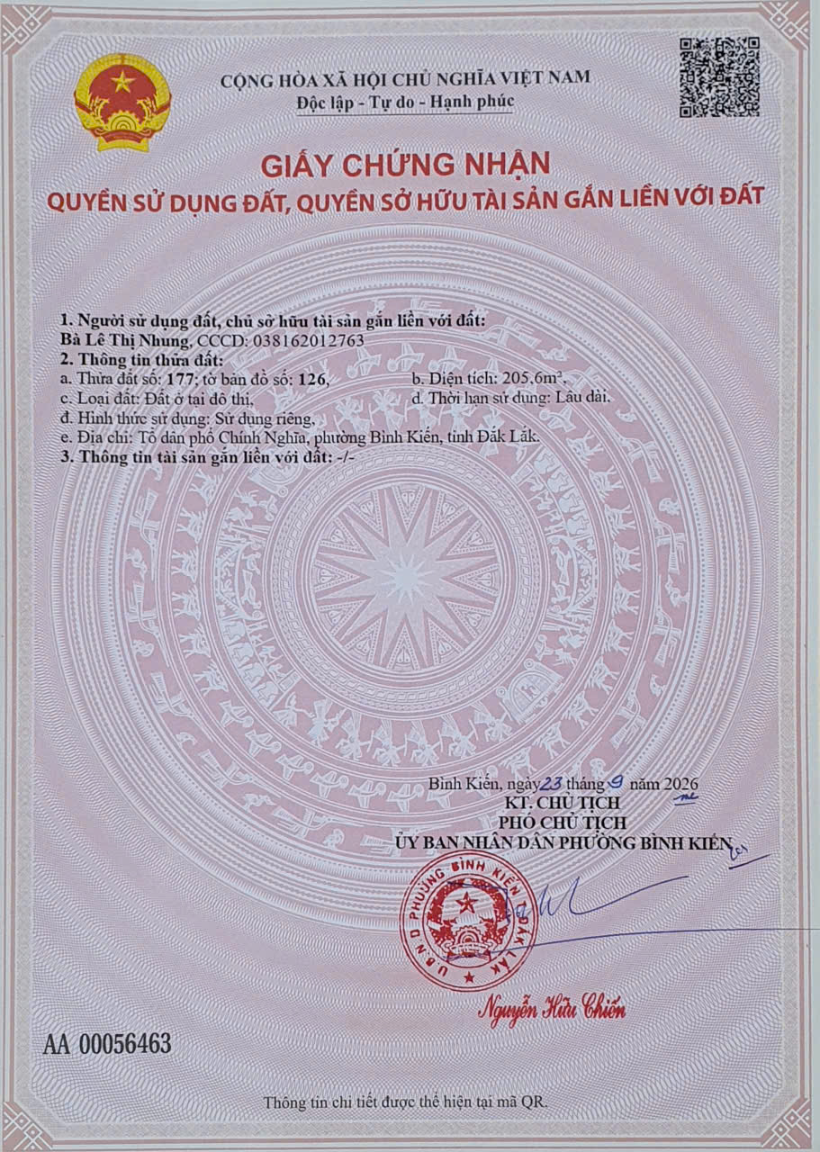 BÁN ĐẤT THỔ CƯ MẶT QUỐC LỘ 1A – 205,6M² – GIÁ 3,4 TỶ – AN PHÚ, TUY HÒA 16017910