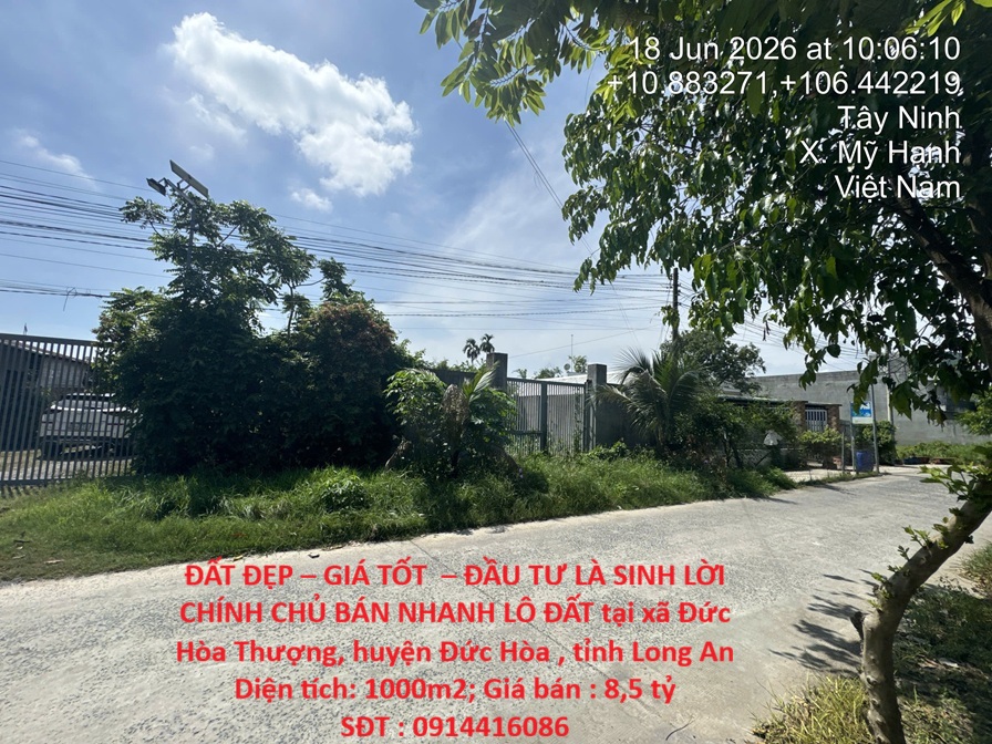 ĐẤT ĐẸP – GIÁ TỐT  – ĐẦU TƯ LÀ SINH LỜI CHÍNH CHỦ BÁN NHANH LÔ ĐẤT tại huyện Đức Hòa , tỉnh Long An 16018632