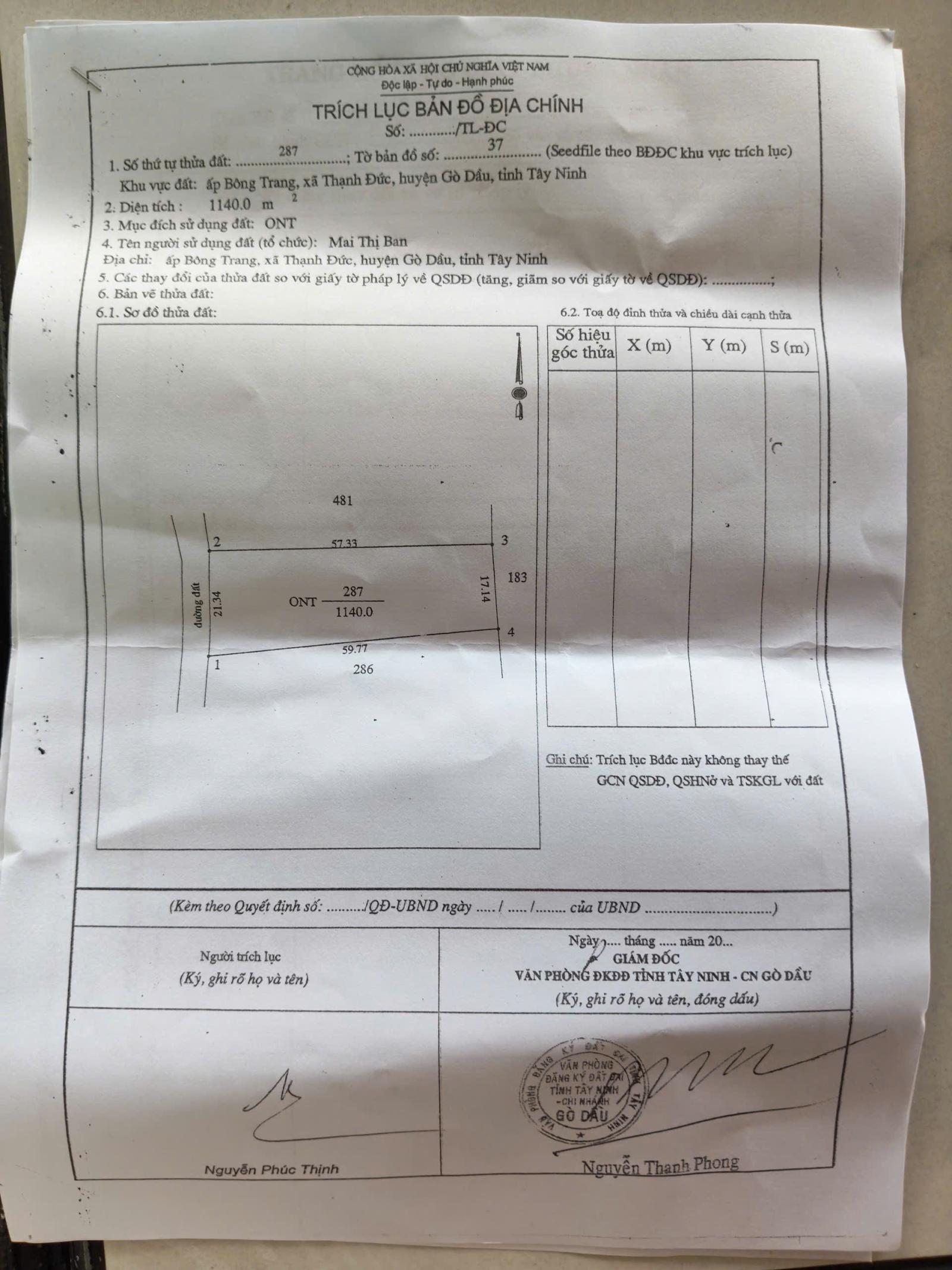 BÁN ĐẤT TẶNG NHÀ – 1.140M² FULL THỔ CƯ – GÒ DẦU, TÂY NINH 16018786