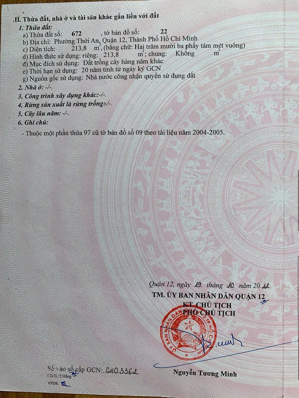 Bán  Đất MT hẻm 279 Lê Quang Hòa (TA16), P. Thới An, TP.HCM 16018881