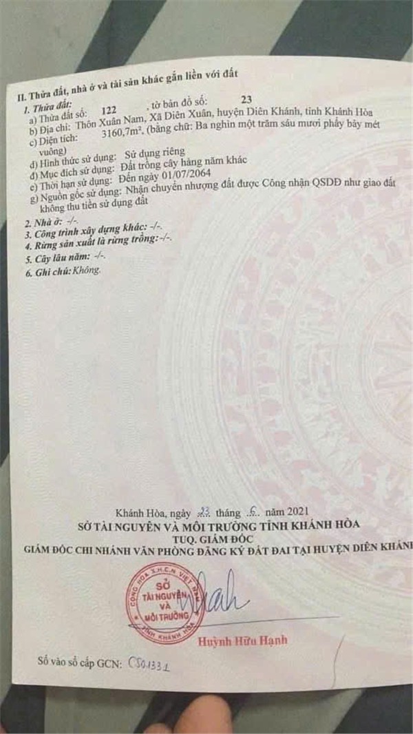 ĐẤT ĐẸP GIÁ TỐT – CẦN BÁN LÔ ĐẤT TẠI Thôn Xuân Nam, Xã Diên Xuân, Diên Khánh, Khánh Hòa 16019000