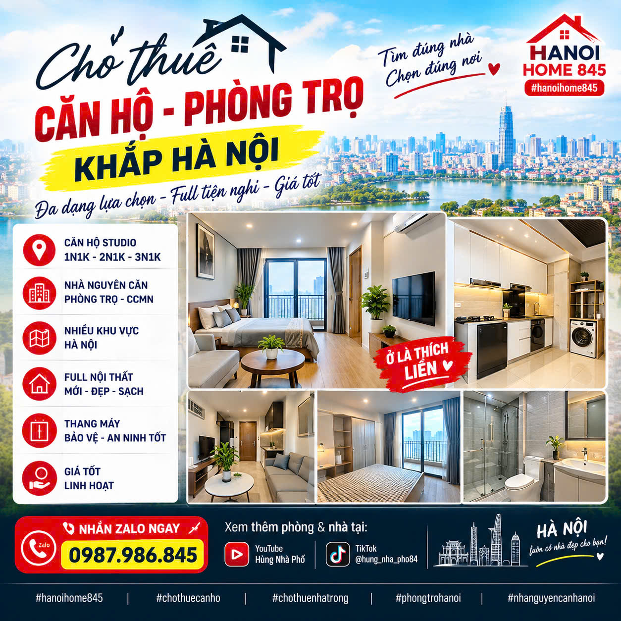 🔥🏠 HÀ NỘI HOME 845 • CHO THUÊ TOÀN HÀ NỘI

🏡 PHÒNG • CĂN HỘ • NHÀ NGUYÊN CĂN • MẶT BẰNG

 16019188