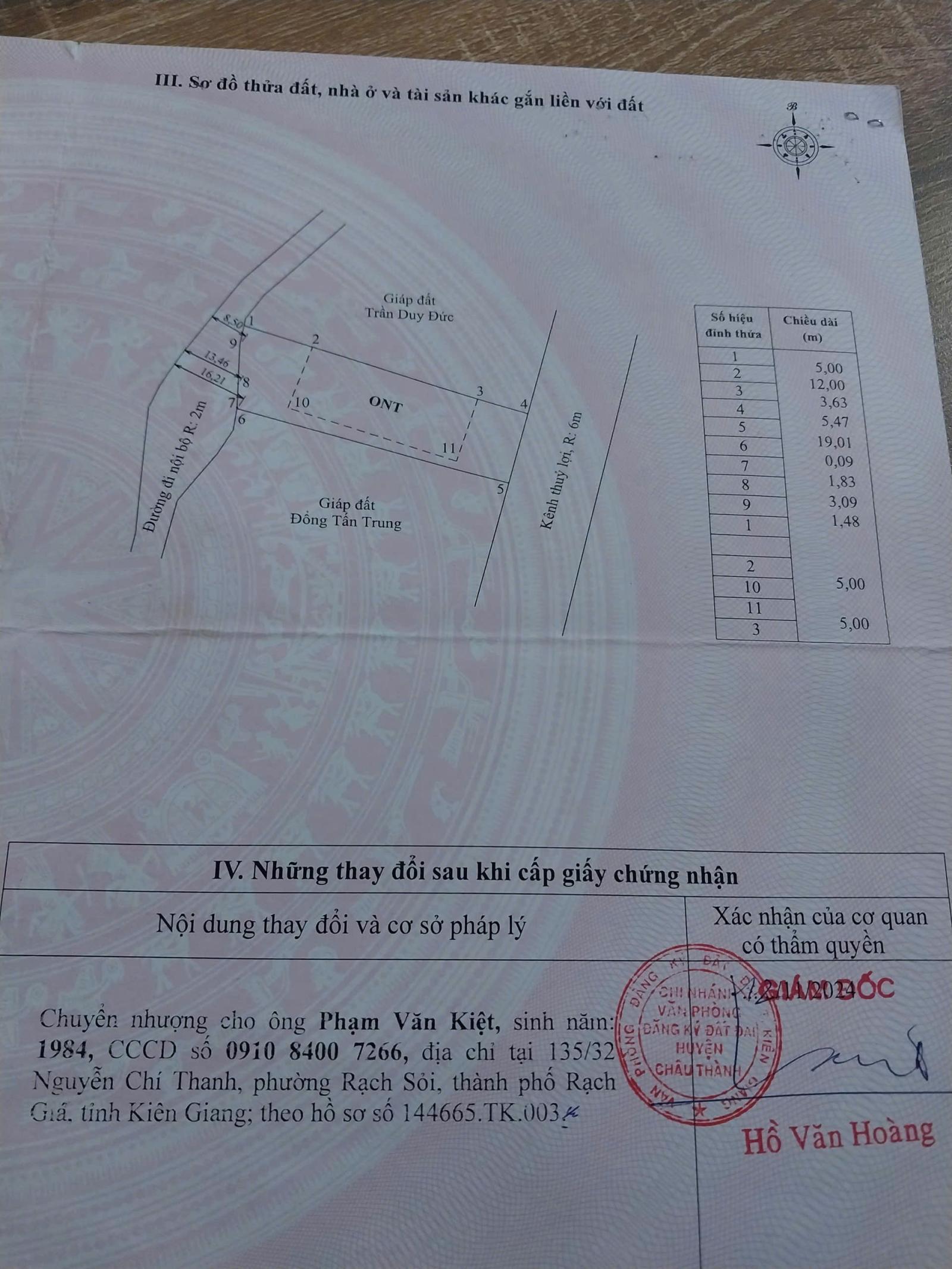 CHÍNH CHỦ CẦN BÁN ĐẤT CÓ VỊ TRÍ ĐẸP TẠI XÃ GIỤC TƯỢNG, CHÂU THÀNH, KIÊN GIANG 16019396
