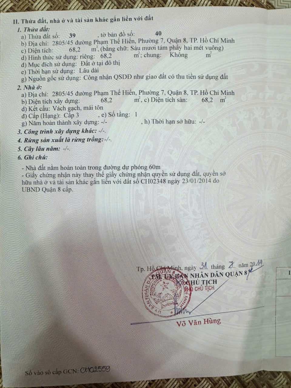 NHÀ ĐẸP – GIÁ TỐT – CHÍNH CHỦ CẦN BÁN NHÀ 2805/45 Đ. Phạm Thế Hiển, Phường 7, Q. 8, TP. HCM 16019724