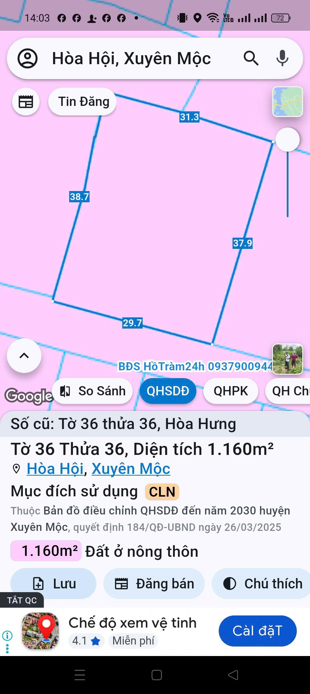 * CHÍNH CHỦ BÁN ĐẤT ĐẸP TẠI XÃ HÒA HƯNG, XUYÊN MỘC, BÀ RỊA – VŨNG TÀU * 16020035