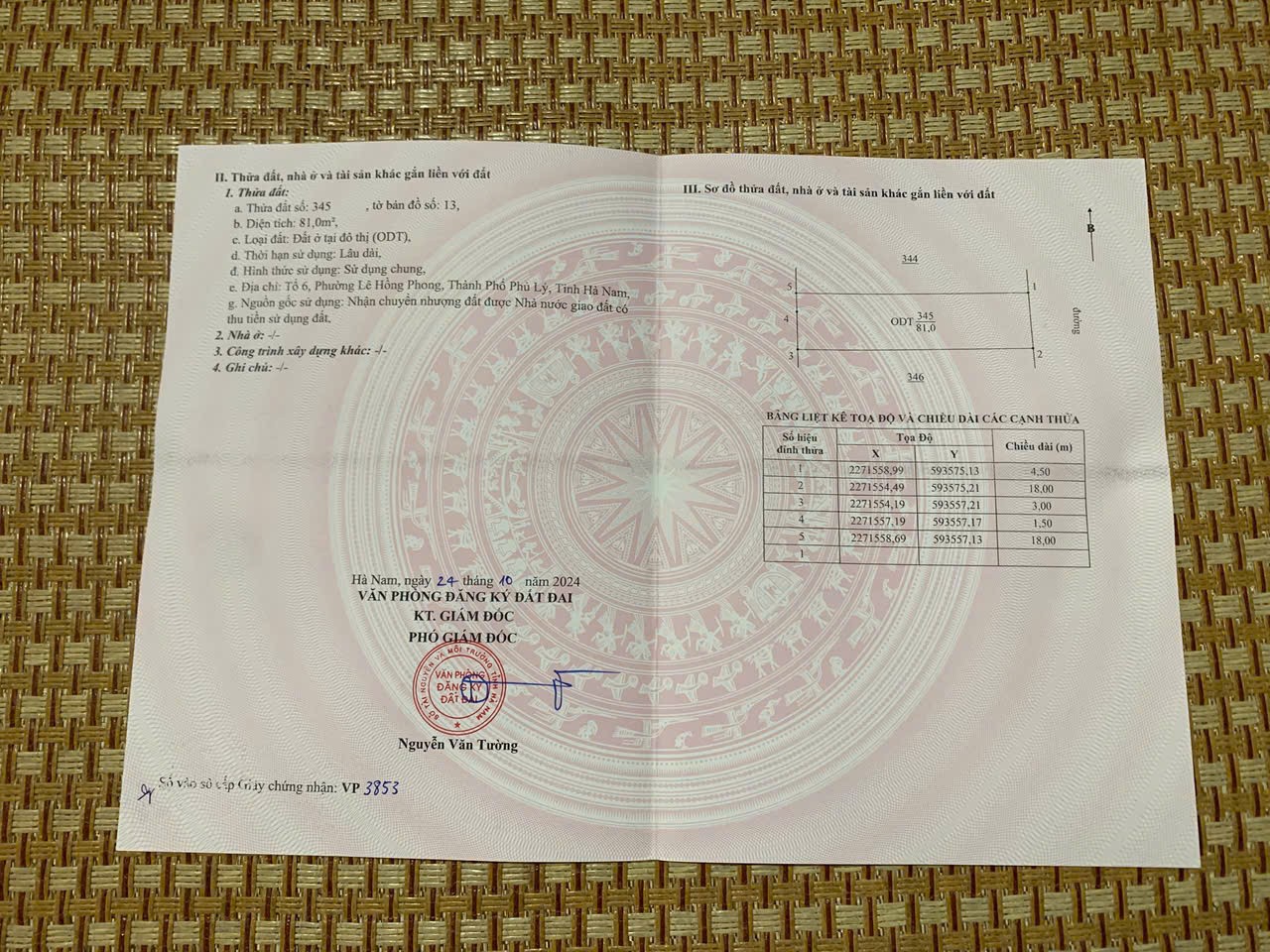 ĐẤT ĐẸP- GIÁ TỐT BÁN NHANH LÔ ĐẤT ĐẦU TƯ LÀ SINH LỜI TẠI TP Phủ Lý tỉnh Hà Nam 16020394