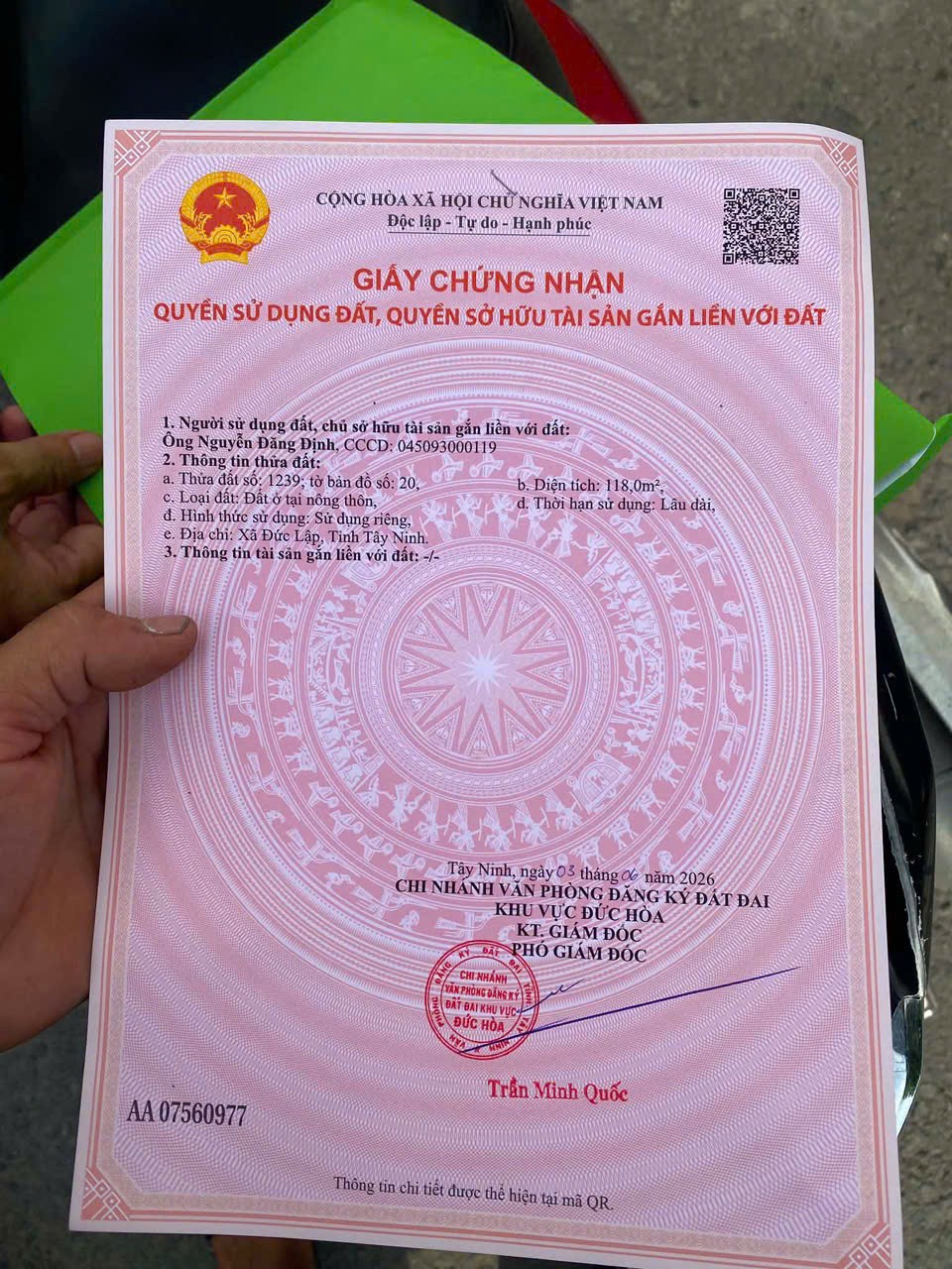 ĐẤT CHÍNH CHỦ - MẶT TIỀN Đường Út Cứu, Tràm Lạc, Mỹ Hạnh Bắc ( Cũ ) Đức Hòa - Long An 16020506