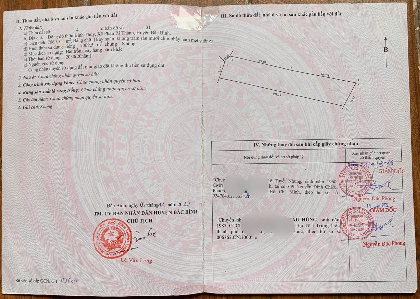 ĐẤT ĐẸP – GIÁ TỐT – CHÍNH CHỦ CẦN BÁN LÔ ĐẤT RỘNG TẠI Thôn Bình Thủy, Xã Phan Rí Thành,  Bắc Bình, 16020508