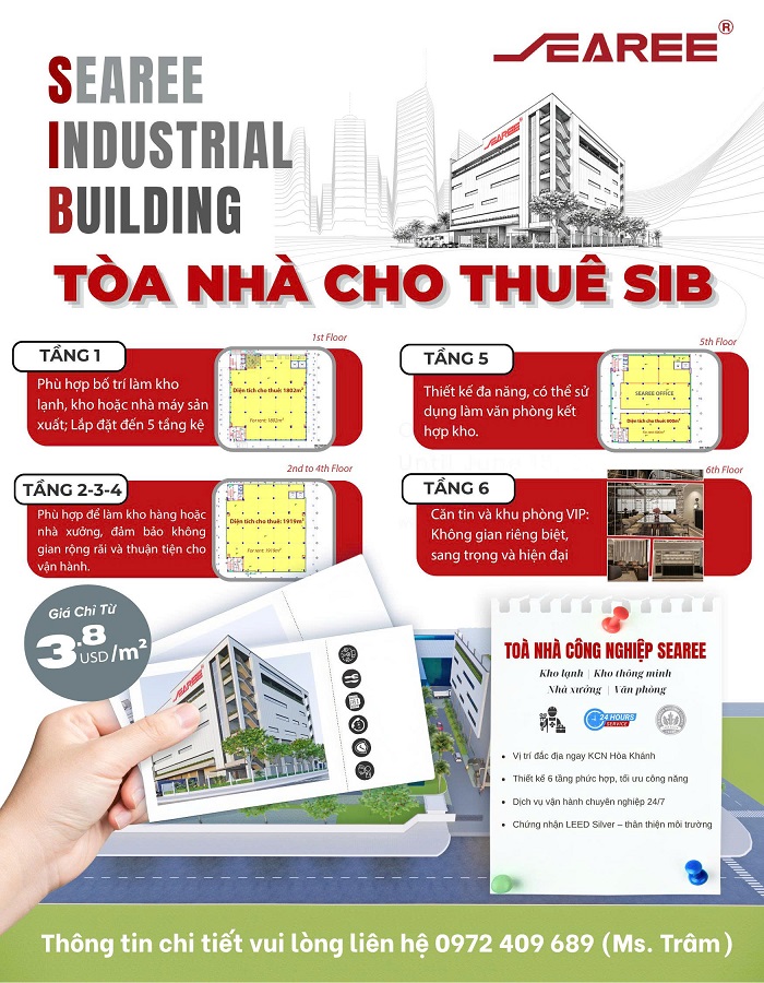 CHO THUÊ KHO XƯỞNG TÒA NHÀ SIB – SEAREE, KCN HÒA KHÁNH - ĐÀ NẴNG 16020517