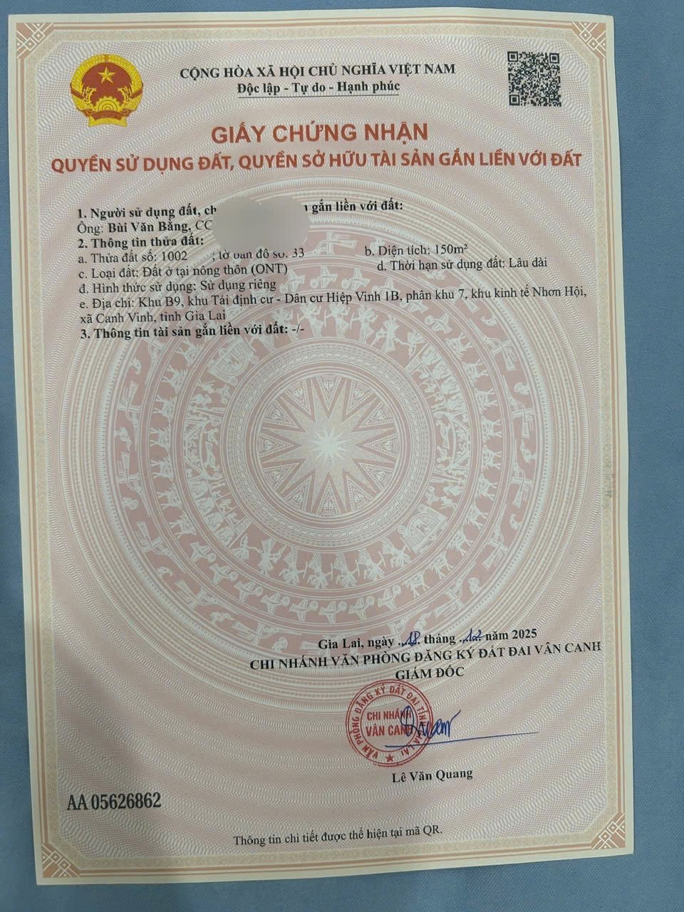ĐẤT ĐẸP – CẦN BÁN NHANH LÔ ĐẤT NỀN KDC Hiệp Vinh 1B, X. Canh Vinh, H. Vân Canh, Bình Định 16020675