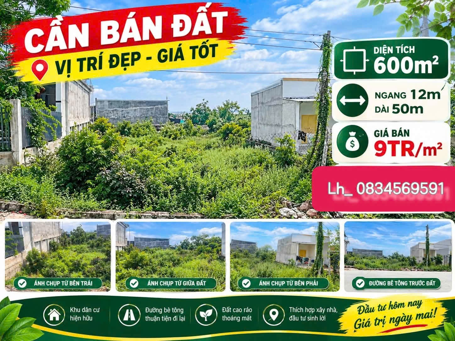 ĐẤT ĐẸP - GIÁ TỐT CHÍNH CHỦ BÁN NHANH LÔ ĐẤT 600m² – PHÚ THỌ, ĐÔNG HẢI (cũ) 16021060