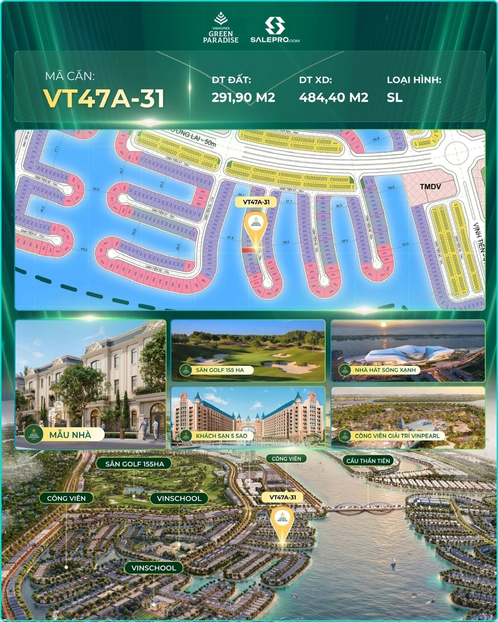 Kính gửi Anh/Chị thông tin căn: 🔹 Mã căn: VT47A-31 Khu Vịnh Tiên Cần Giờ 16021269