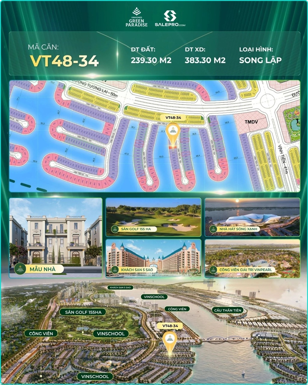 Kính gửi Anh/Chị thông tin căn: 🔹 Mã căn: VT48-34 Khu Vịnh Tiên Cần Giờ 16021282