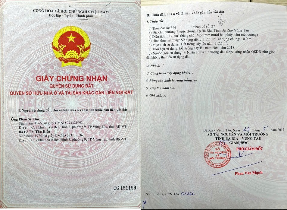 ĐẤT PHƯỚC HƯNG ĐẸP – GIÁ ĐẦU TƯ  – CHÍNH CHỦ CẦN BÁN Tại Phường Phước Hưng, TP Bà Rịa, Bà Rịa Vũng 16021460