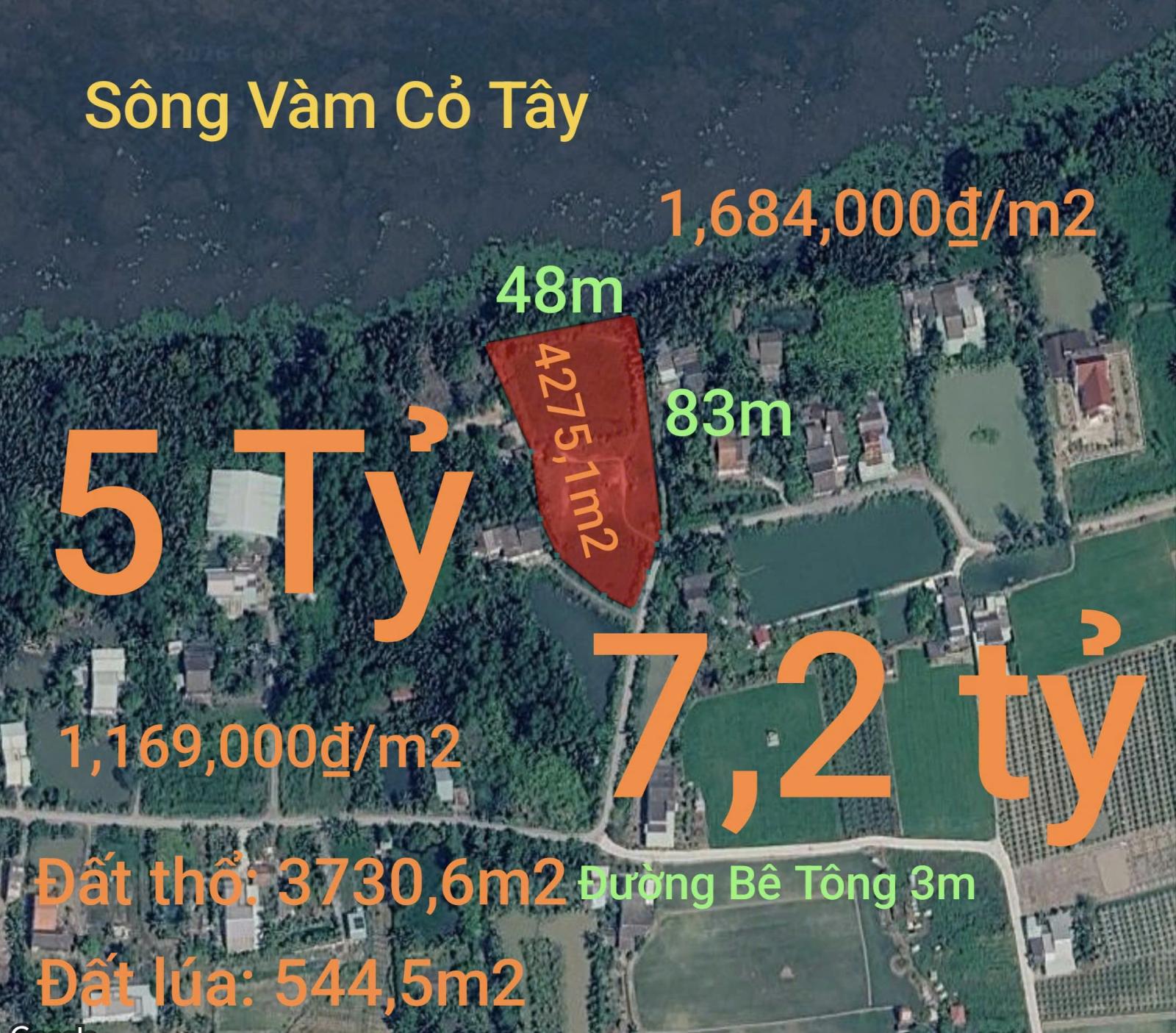 Bán lô đất thổ lúa làm nhà vườn xã Thuận Mỹ giá 7,2 tỷ còn 5 Tỷ 16021603