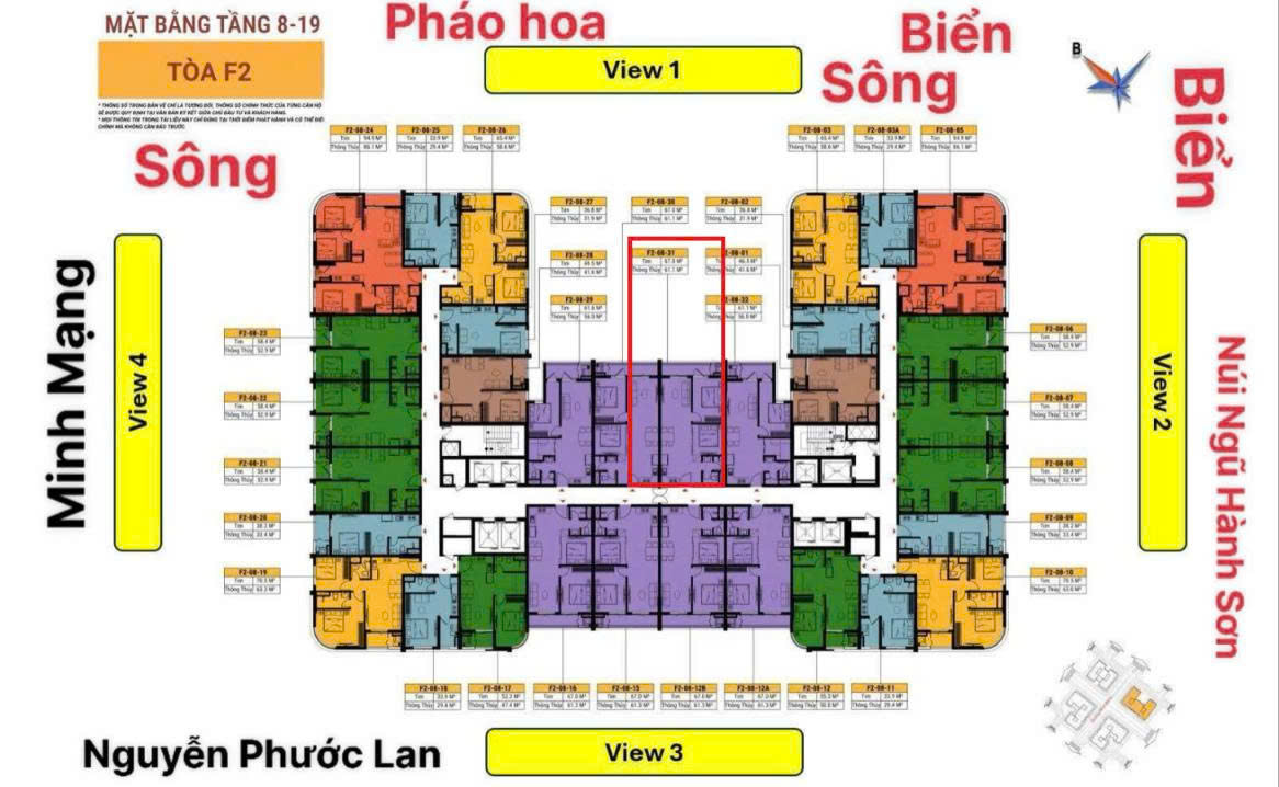 2PN 1WC - F2 tầng 12A trục 31 | view sông biển, pháo hoa | chỉ 2.96 tỷ
 16021687