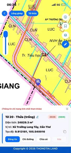 Nhà cần tiền bán gấp 6000m2 đất Kênh Ranh, Xã Trường Long Tây, huyện Châu Thành A, Hậu Giang cũ 16021860
