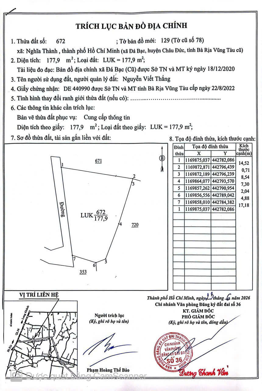 BÁN LÔ ĐẤT 7.444,2M² TẠI XÃ ĐÁ BẠC - CHÂU ĐỨC, BÀ RỊA – VŨNG TÀU  – GIÁ 18 TỶ 16021929