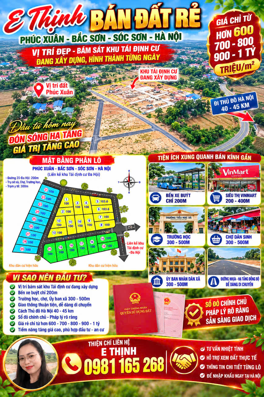 GIÁ CHỈ HƠN 10 TR MÉT -VỊ TRÍ ĐTS BÁM SÁT TÁI ĐỊNH CƯ .AN TÂM ĐÂN ĐẦU TƯ ,AN CƯ LẬP NGHIỆP 16022065