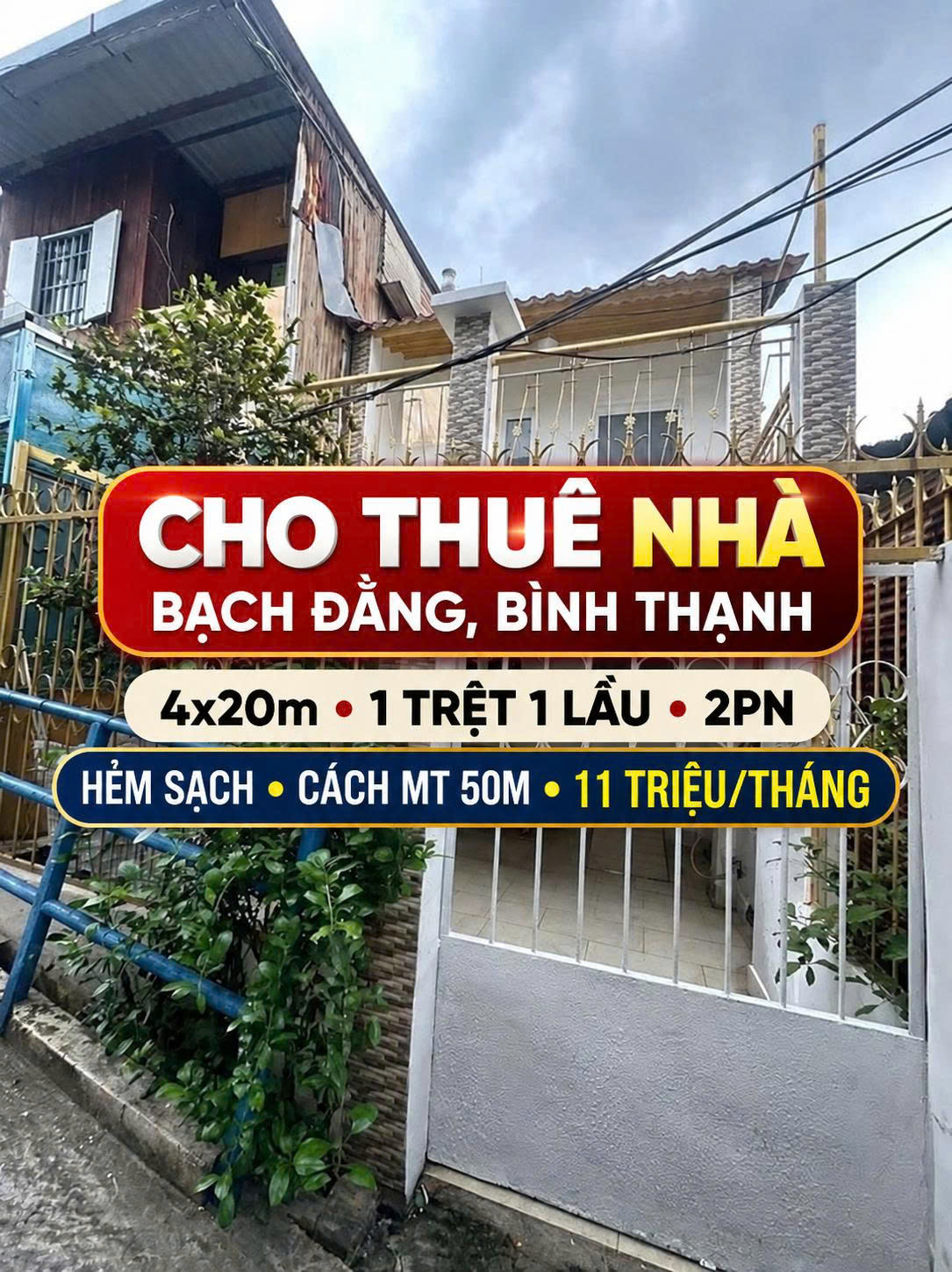 Cho thuê nhà hẻm sạch sẽ Bạch Đằng, Bình Thạnh – 11 Triệu/tháng 16022314