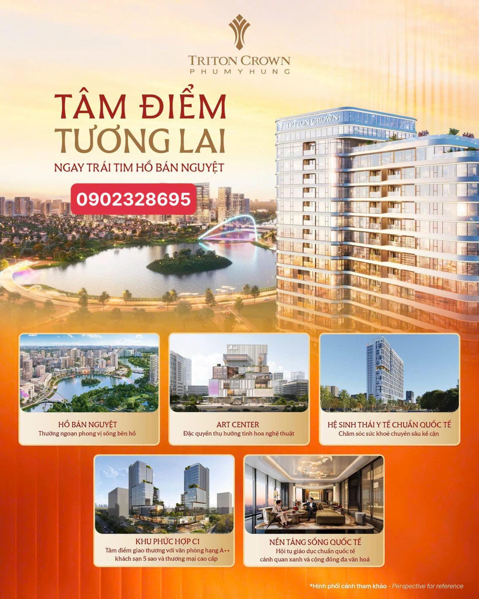 TRITON CROWN PHÚ MỸ HƯNG CÁCH HỒ BÁN NGUYỆT BAO XA? 16022530