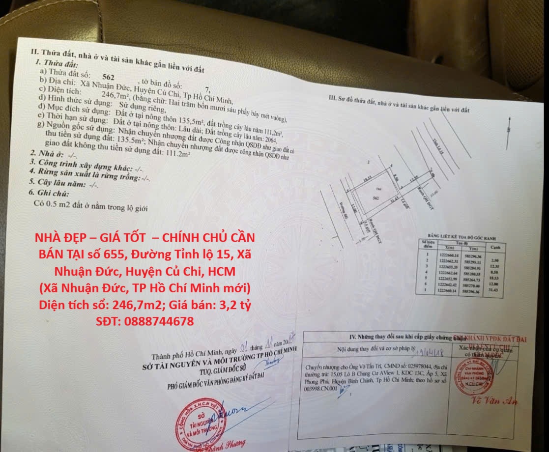 NHÀ ĐẸP – GIÁ TỐT  – CHÍNH CHỦ CẦN BÁN TẠI số 655, Đường Tỉnh lộ 15, Xã Nhuận Đức, Huyện Củ Chi, HCM 16022598