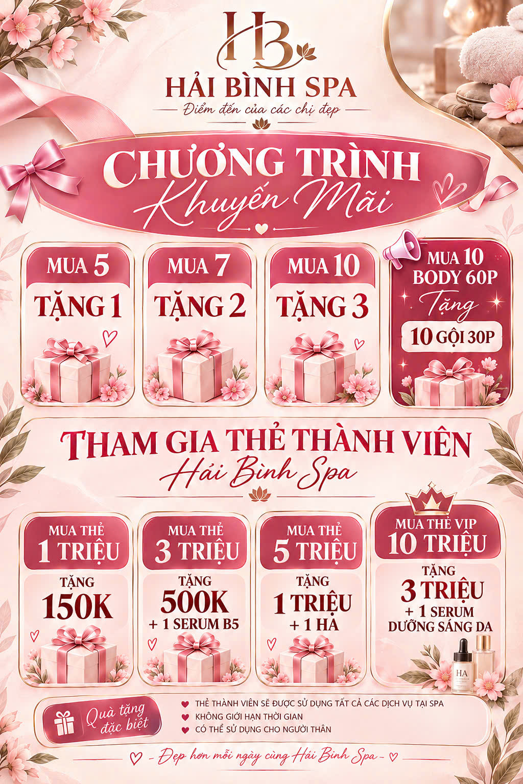 THẺ THÀNH VIÊN HẢI BÌNH SPA – NẠP CÀNG NHIỀU, ƯU ĐÃI CÀNG LỚN! 16022730