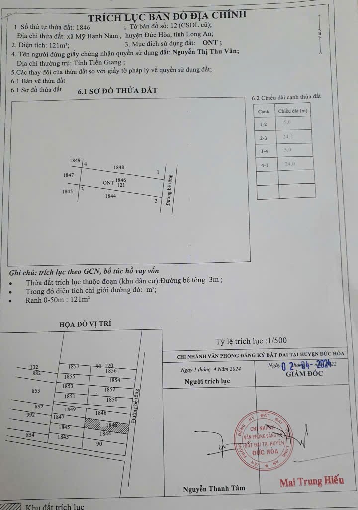 ĐẤT ĐẸP - GIÁ TỐT- CHÍNH CHỦ Cần Bán Nhanh Lô Đất Tại Ấp Mới 1, xã Mỹ Hạnh Nam, Đức Hòa, Long An 16022822