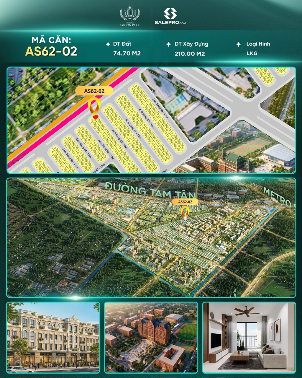 Kính gửi Anh/Chị thông tin căn:🔹 Mã căn: AS62-02 CĂN GỐC VINHOMES HỐC MÔN 16023478