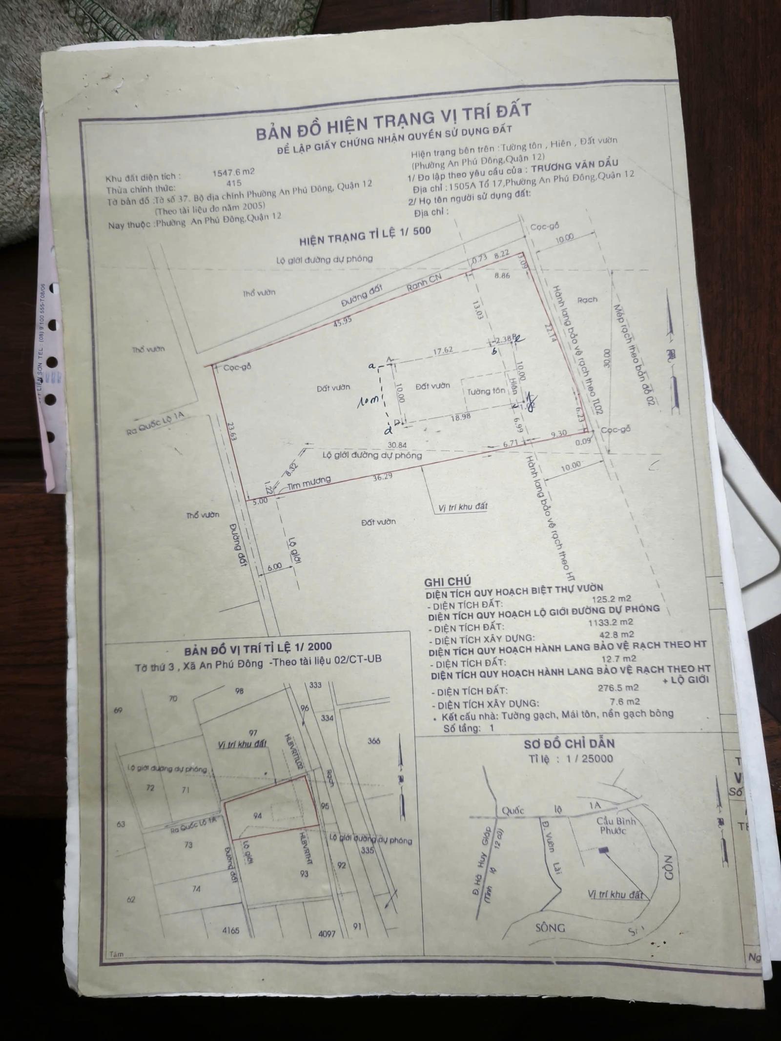 CẦN BÁN LÔ ĐẤT DIỆN TÍCH LỚN 1.547,6M² TẠI AN PHÚ ĐÔNG, QUẬN 12 – GIÁ 32 TỶ 16023831