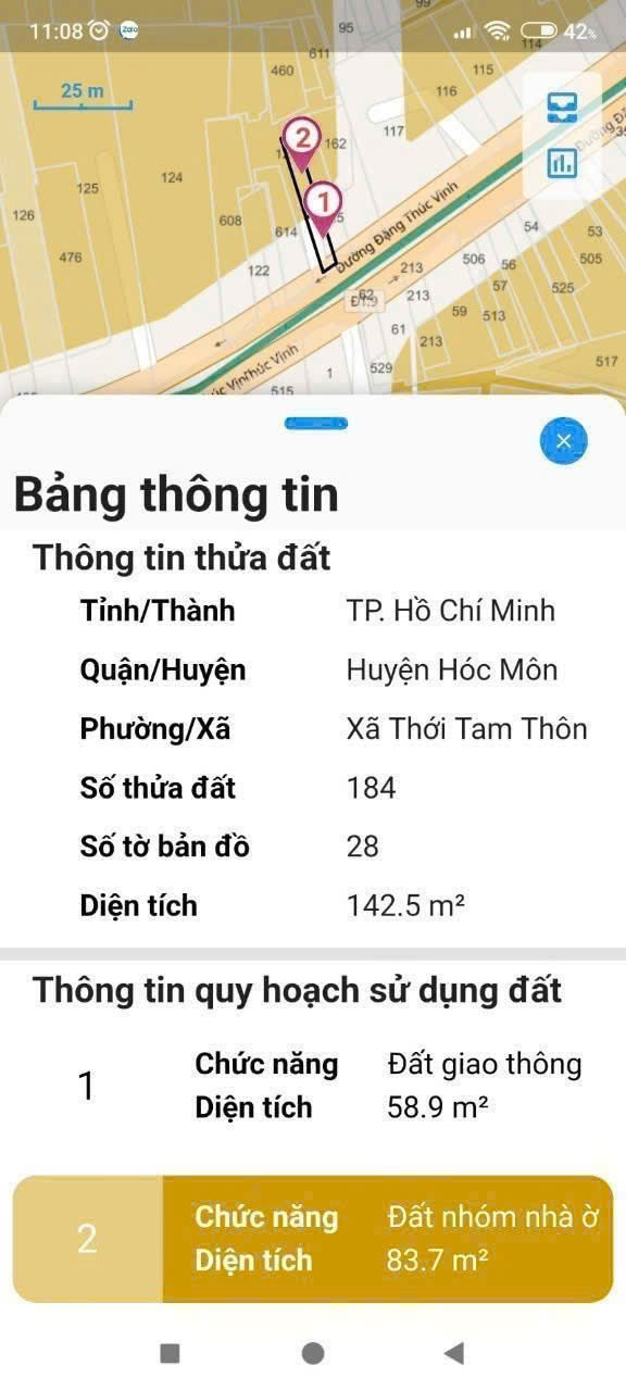 BÁN ĐẤT MẶT TIỀN ĐẶNG THÚC VỊNH – THỚI TAM THÔN – GIÁ CHỈ 6.X TỶ 16023841