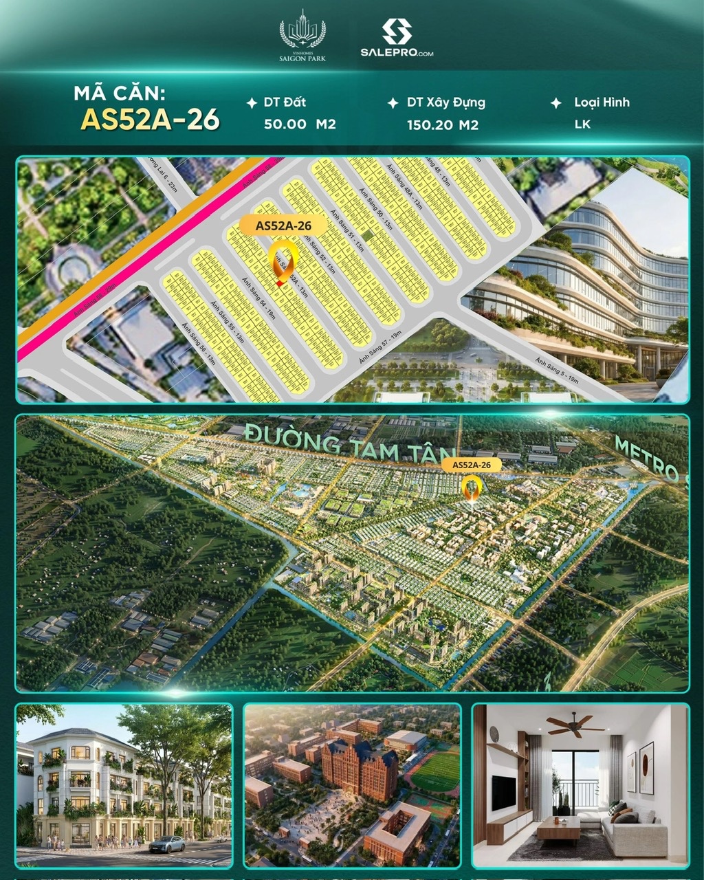 Kính gửi Anh/Chị thông tin căn:🔹 Mã căn: AS52A-26 NHÀ PHỐ VINHOMES HÓC MÔN 16023891