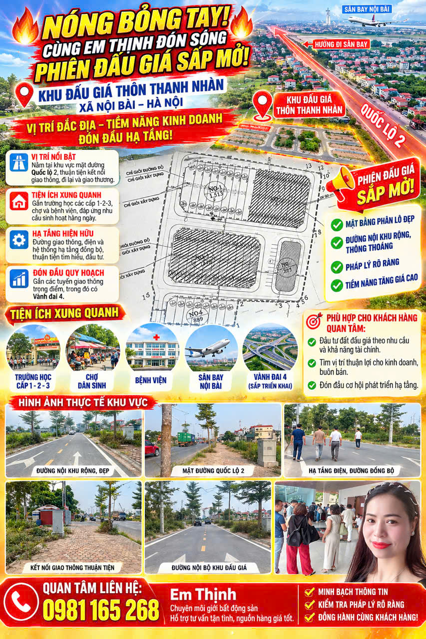 NGÓNG KHU ĐẤT ĐẤU GIÁ ;ĐỊA CHỈ TẠI KHU THANH NHÀN XÃ NỘI BÀI -THÀNH PHỐ HÀ NỘI  MỚI -VỊ CHÍ ĐẤT MẶT 16024071