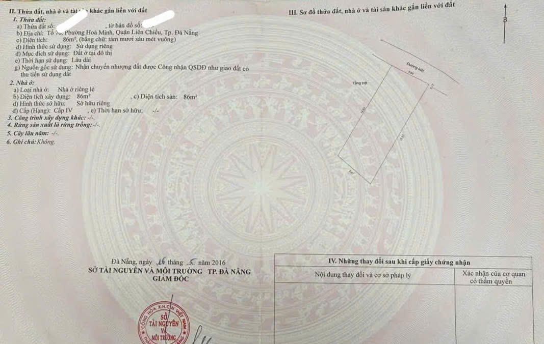 Bán đất tặng Dãy trọ 3 phòng kiệt K354 Tô Hiệu 16024294